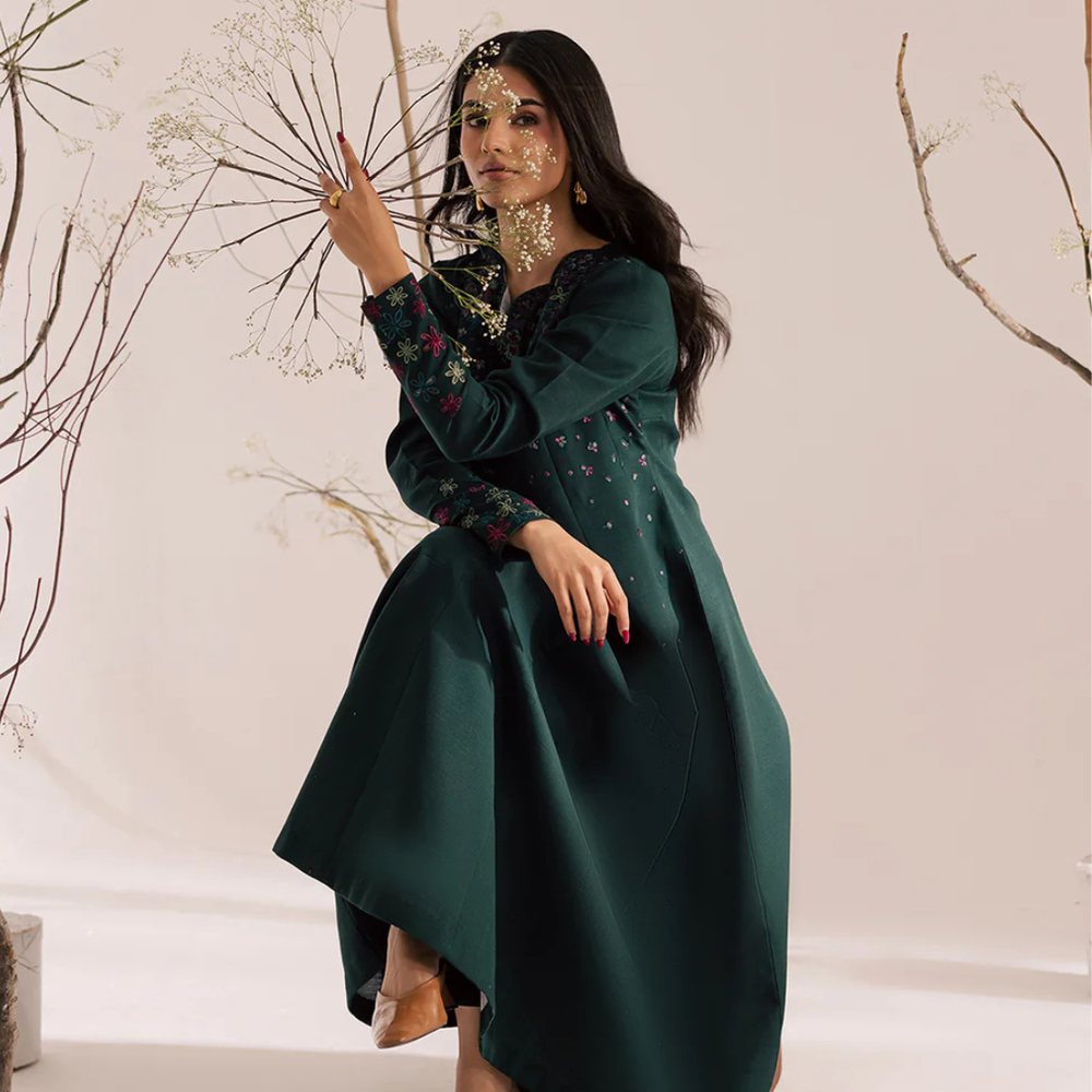 green dress design in pakistan Emerald Green Combo main image 0